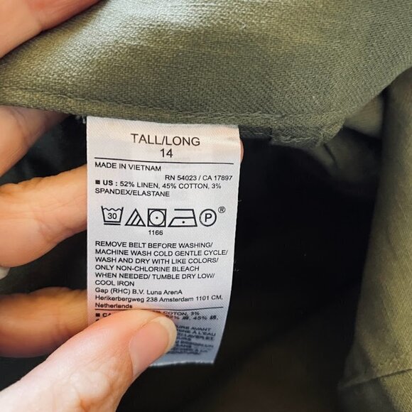 NWT Banana Republic TALL LONG Pant Trouser Utility Stretch Linen Cotton Army 14 - Picture 11 of 13